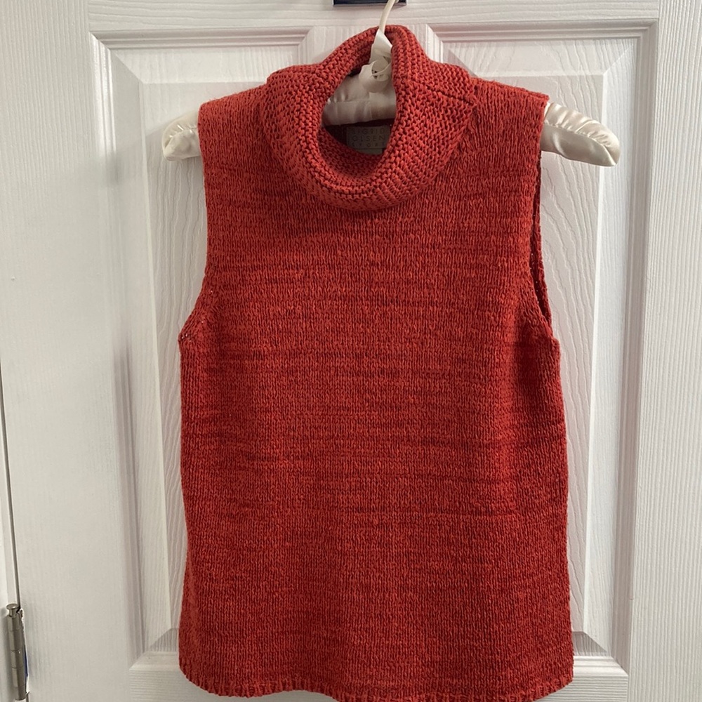Women's SIGRID OLSEN SPORT Turtleneck Sleeveless Rust Red Layering Size PS